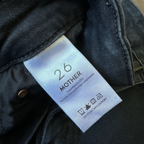 MOTHER Looker Ankle Fray Jeans Blackbird Denim High Waisted Skinny - Picture 12 of 15